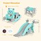 Costway 4-in-1 Rocking Horse & Slide Set Toddler Slide Toy with Basketball Hoop Blue/Pink
